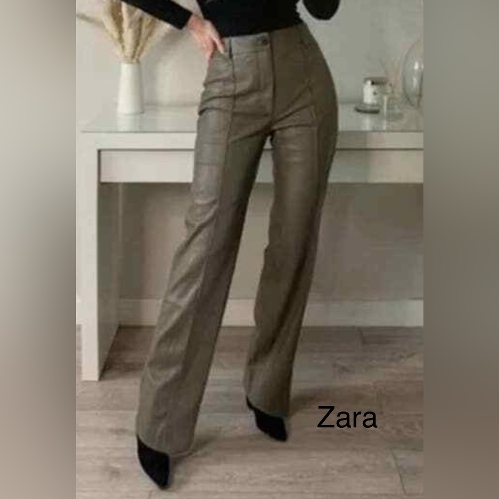 Zara Women's plus taupe faux leather pants